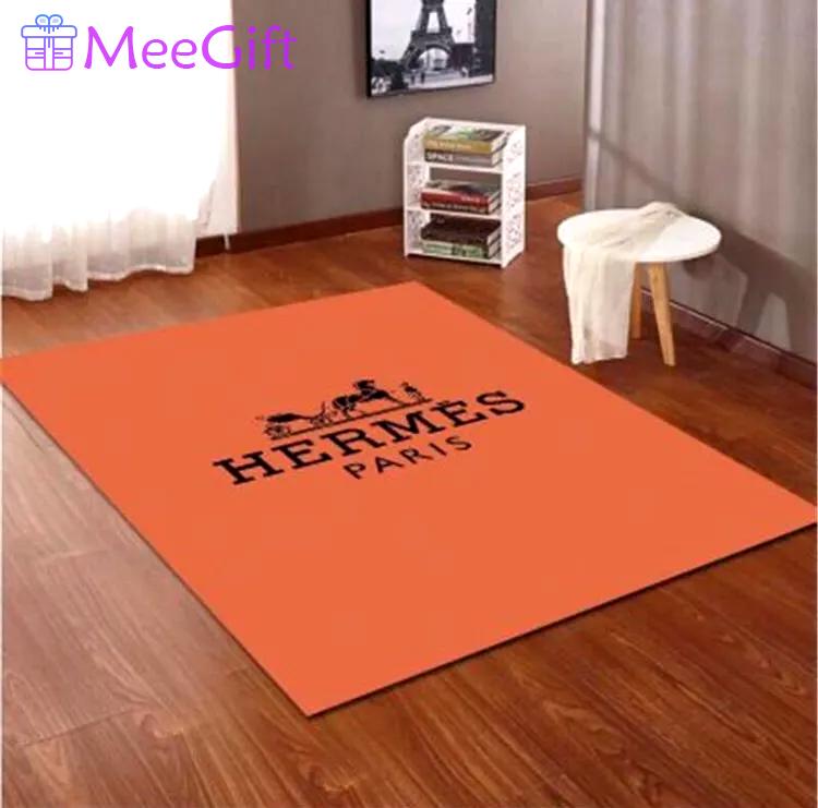 Hermes orange logo type 62. Upgrade Your Living Room with Luxury Home Decor: Area Carpets, Floor Decor, Door Mats, and Hot Gift Items with style a High-End Fashion Brand Rectangle Rug