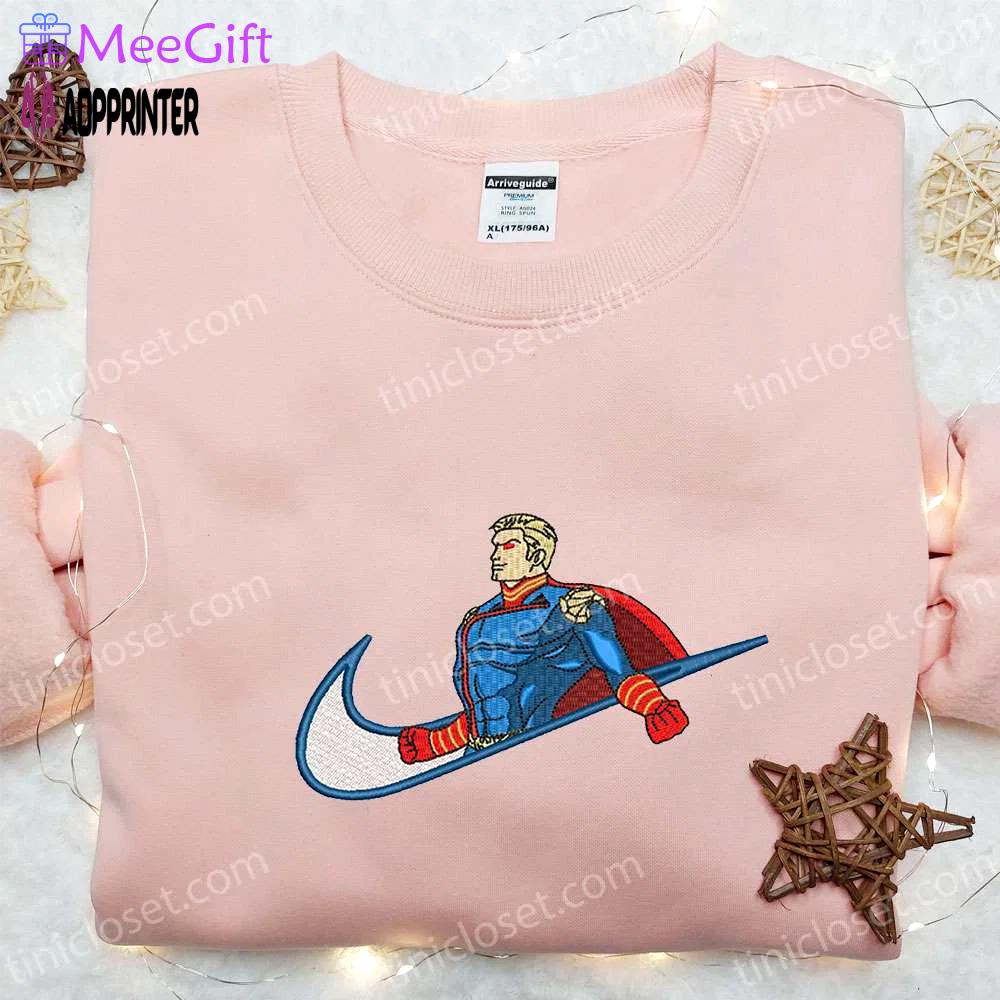 Homelander x nike swoosh movie embroidered shirt: best family gift nike inspired & stylish Embroidered Shirt