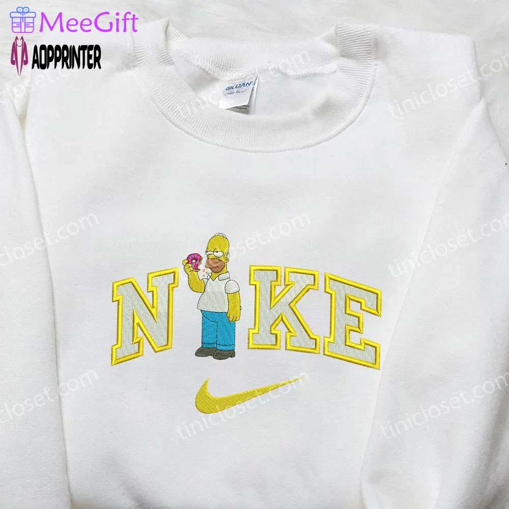 Homer eating donut x nike embroidered shirt: the simpsons custom apparel Embroidered Shirt
