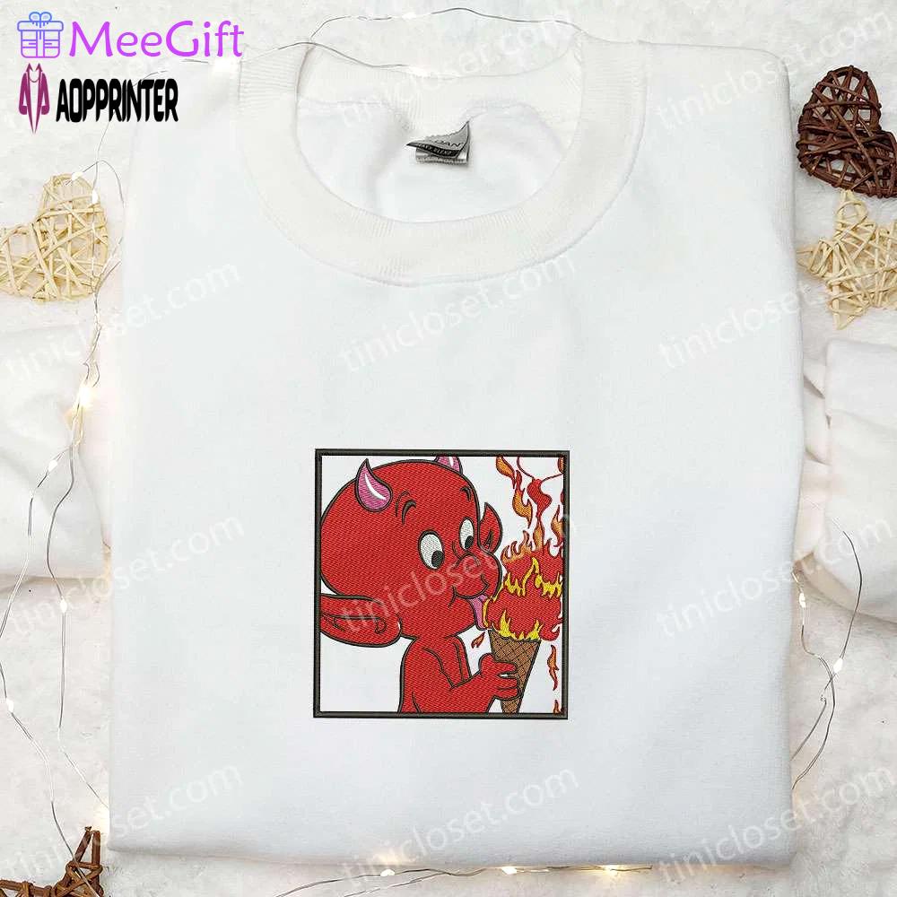 Hot stuff devil embroidered shirt: cool halloween gift for lovers Embroidered Shirt