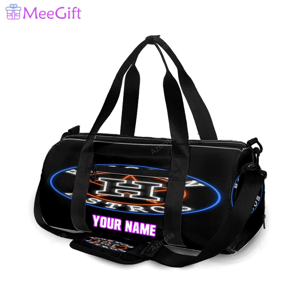 Houston astros emblem neon light personalized name travel bag gym bag 629 Travel Bag