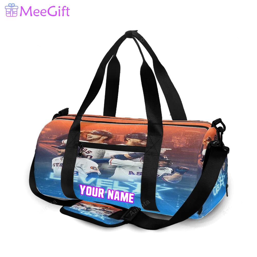 Houston astros team level up personalized name travel bag gym bag 453 Travel Bag