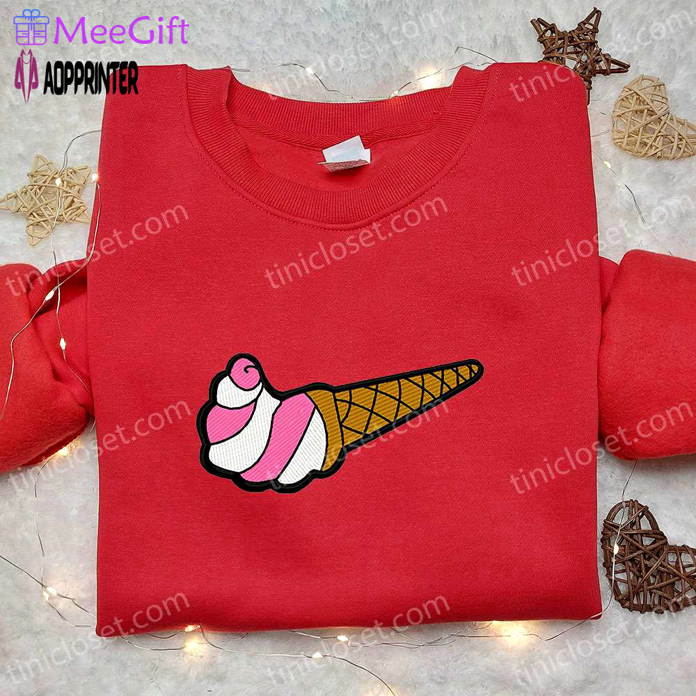Ice cream x nike swoosh embroidered shirt: favorite food inspired nike shirt Embroidered Shirt