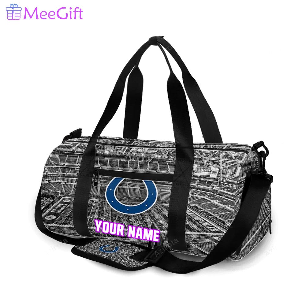 Indianapolis colts horseshoe stadium black white personalized name travel bag gym bag 34 Travel Bag