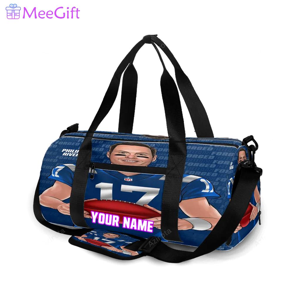 Indianapolis colts philip rivers2 personalized name travel bag gym bag 703 Travel Bag