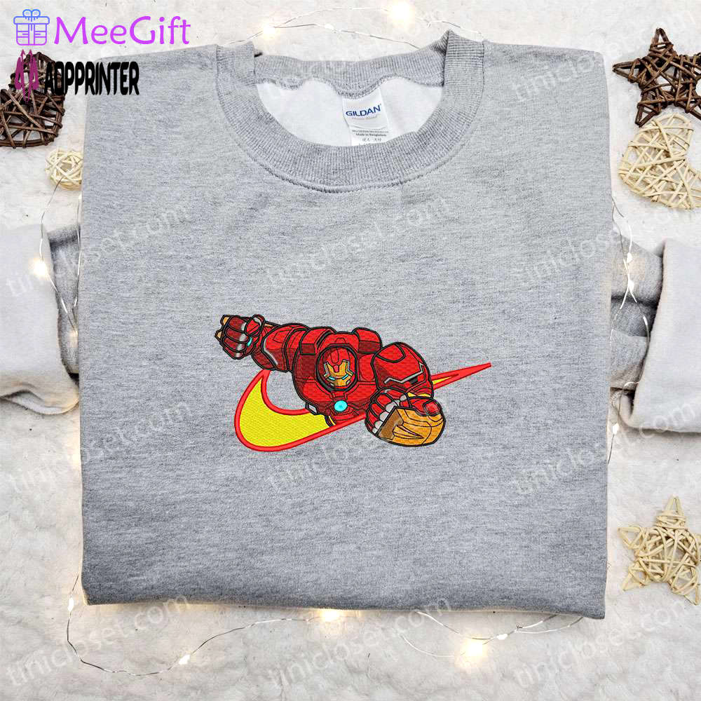Iron man x nike swoosh movie embroidered sweatshirt – marvel universe & nike inspired shirt Embroidered Shirt