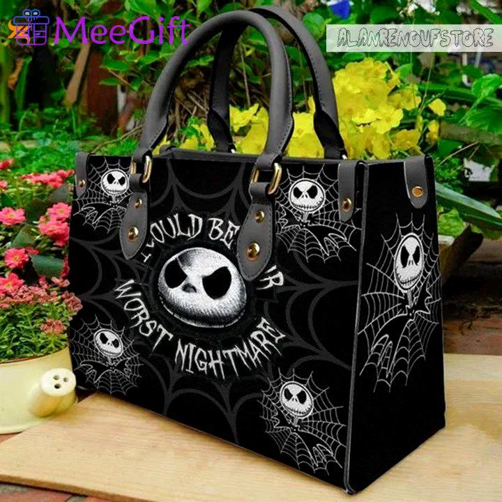 Jack skellington leather handbag for women gift 2457 Women Leather Hand Bag