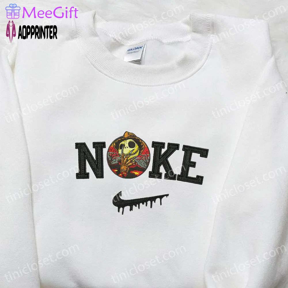 Jack skellington x nike embroidered shirt nightmare before christmas sweatshirt & hoodie: spooky style! Embroidered Shirt
