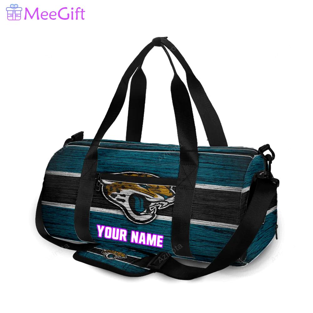 Jacksonville jaguars emblem wooden texture personalized name travel bag gym bag 1115 Travel Bag