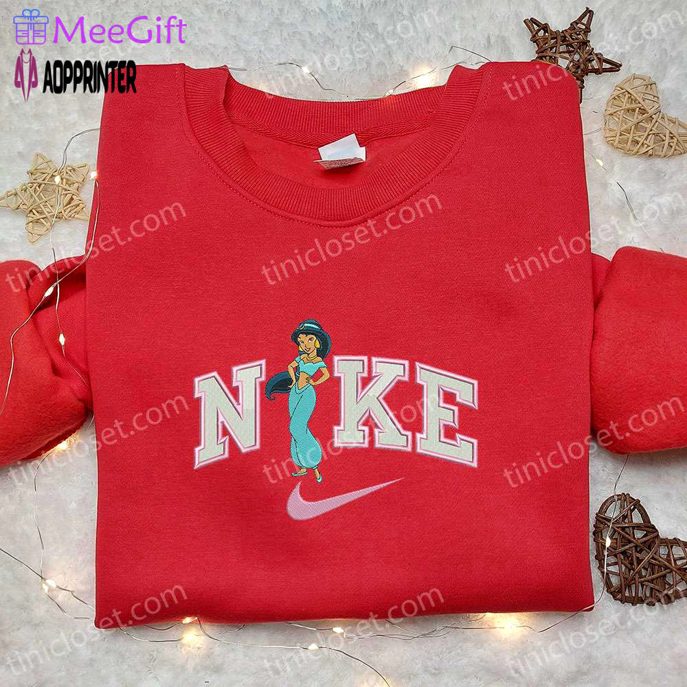 Jasmine x nike cartoon embroidered hoodie & disney characters shirt nike-inspired embroidery Embroidered Shirt