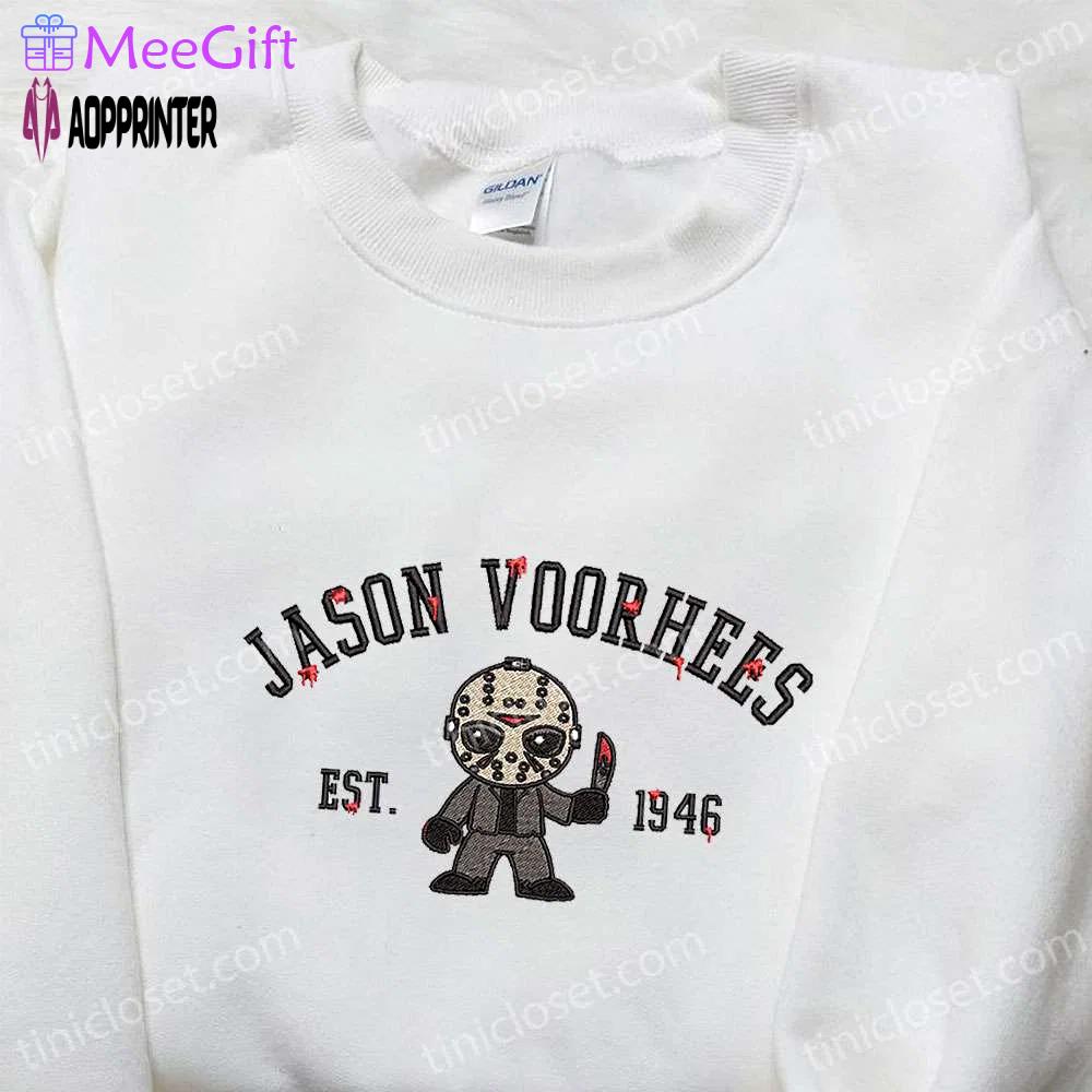 Jason voorhees est 1946 embroidered hoodie: horror characters sweatshirt perfect halloween gift Embroidered Shirt