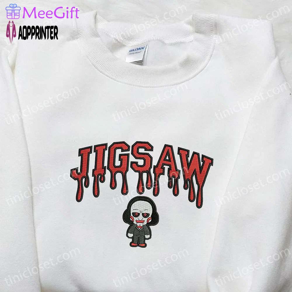 Jigsaw embroidered hoodie horror characters sweatshirt spooky shirt Embroidered Shirt