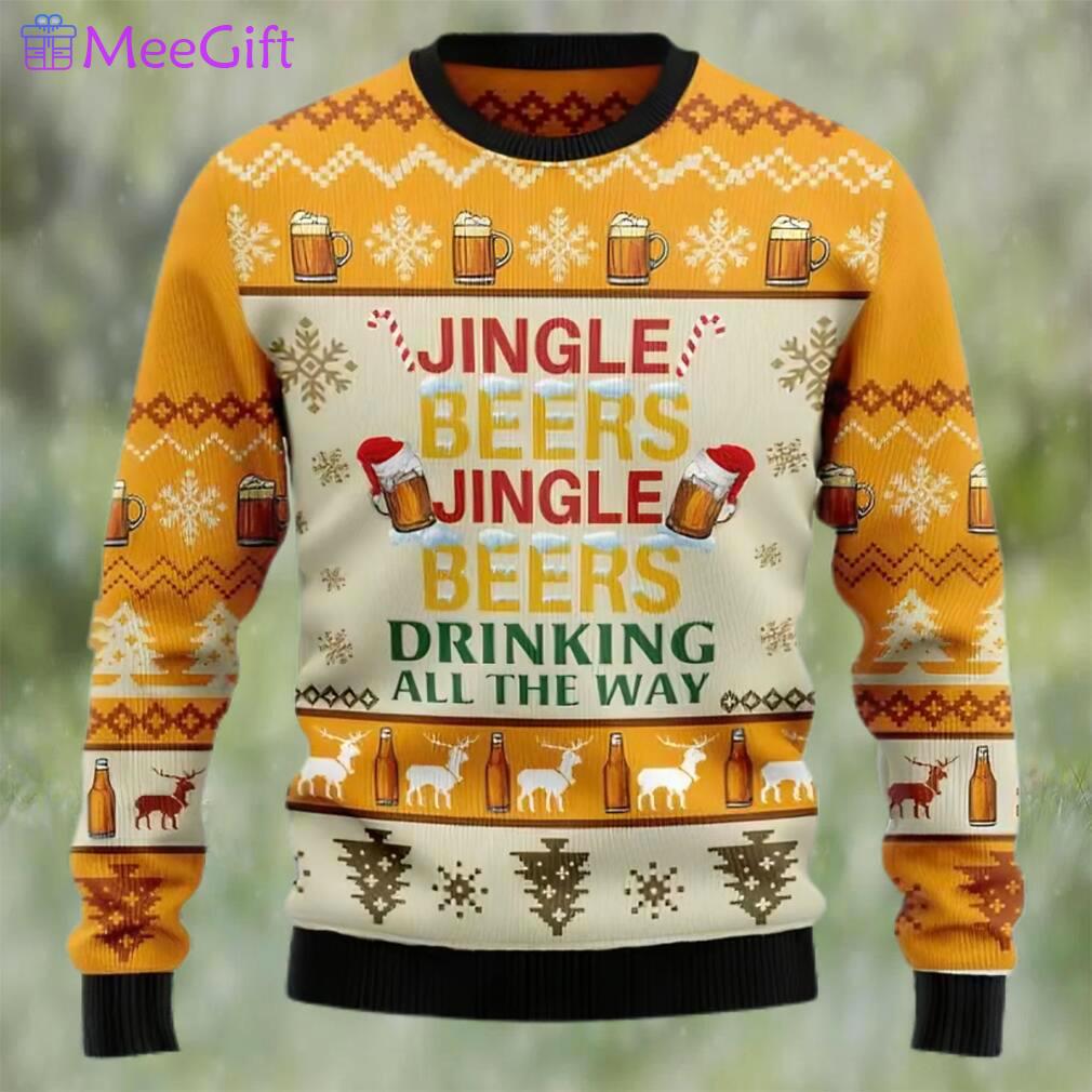 Jingle beers drinking all the way ugly christmas sweater, faux wool sweater, international beer day, gifts for beer lovers, best christmas gifts for 2022 ? prinvity Christmas Ugly Sweater