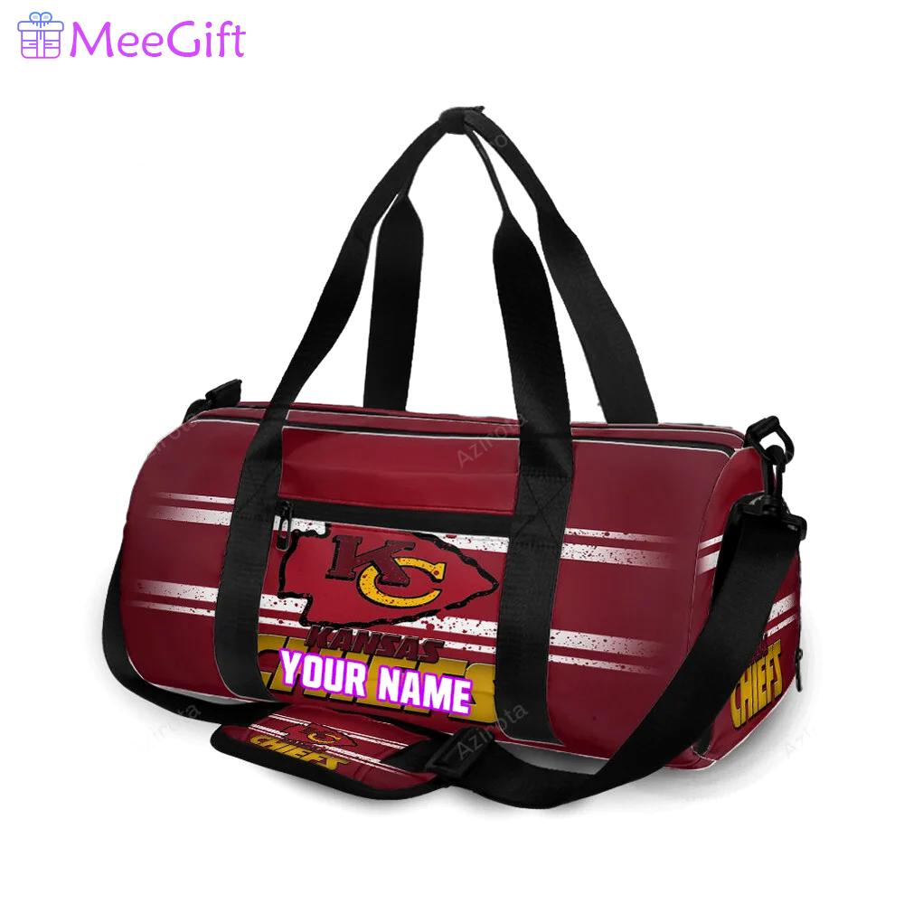 Kansas city chiefs emblem v1 personalized name travel bag gym bag 842 Travel Bag