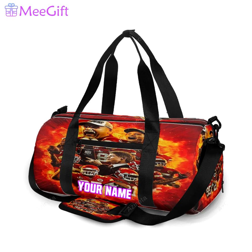 Kansas city chiefs fire team personalized name travel bag gym bag 1090 Travel Bag