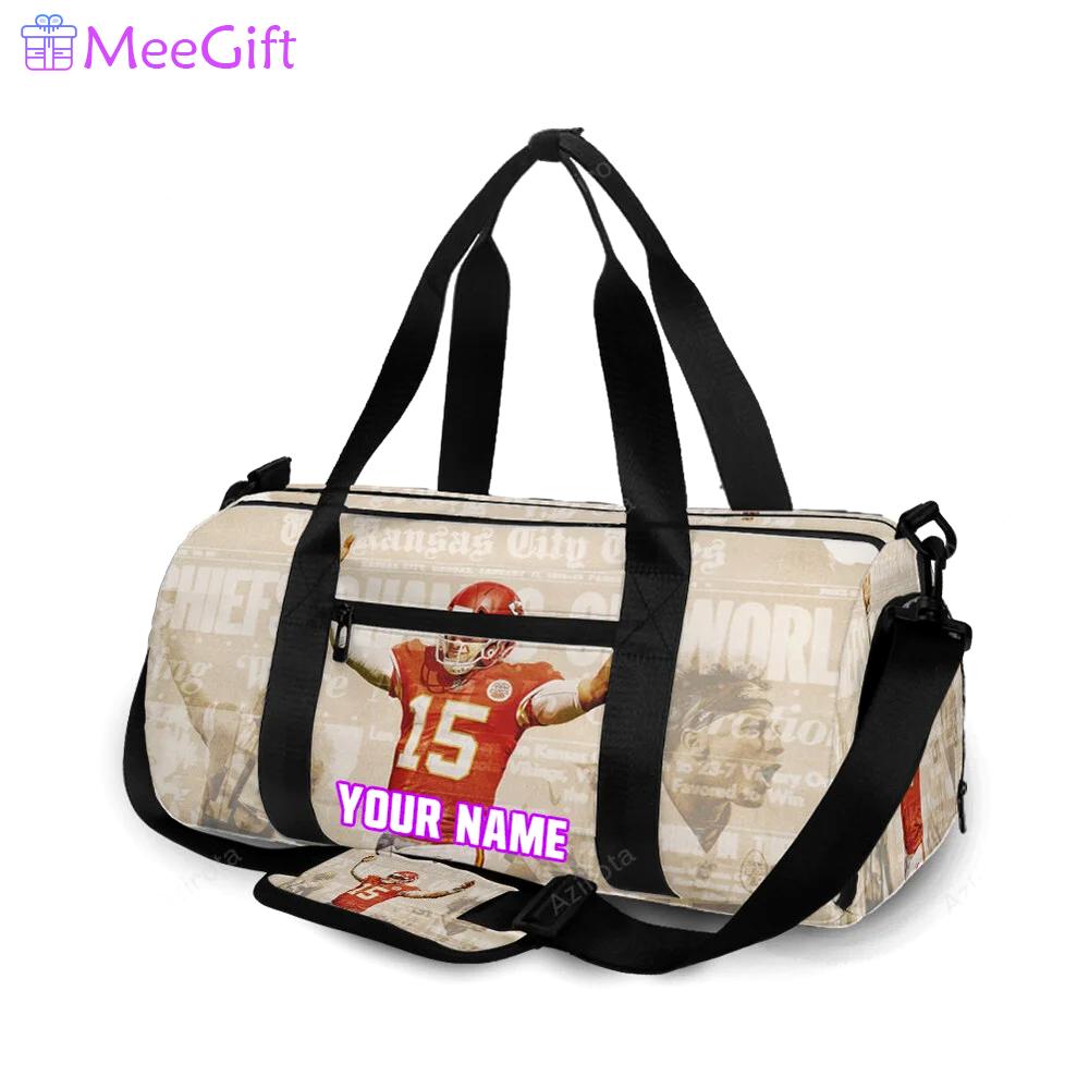 Kansas city chiefs patrick mahomes 15 v7 personalized name travel bag gym bag 266 Travel Bag
