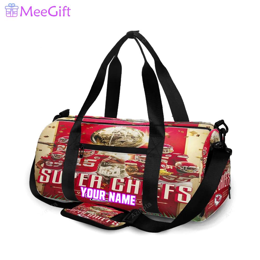 Kansas city chiefs team v6 personalized name travel bag gym bag 588 Travel Bag