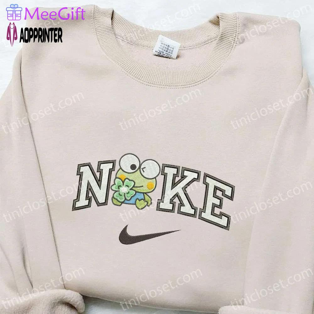 Keroppi flower x nike embroidered sweatshirt: cartoon & nike inspired shirt Embroidered Shirt