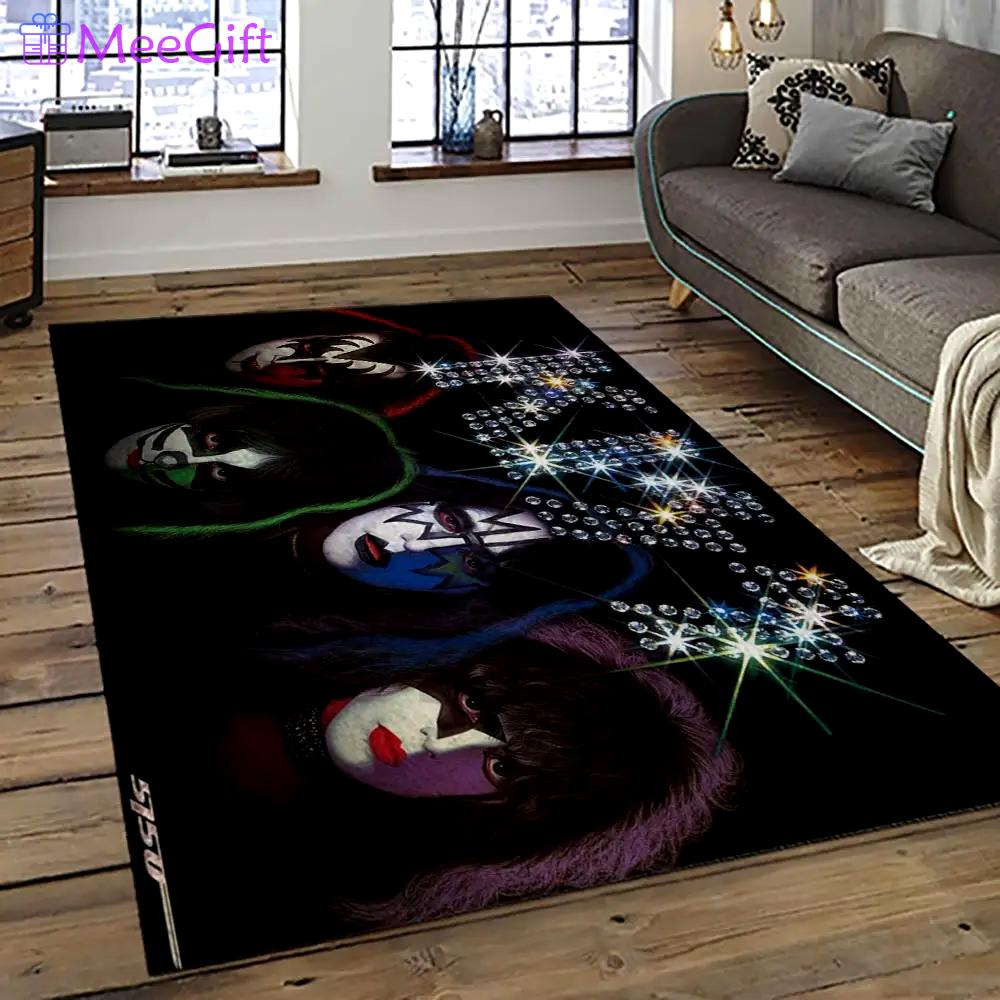 Kiss rock band music retangle carpet area rug home decor best gift for fan and friends as77 Rectangle Rug