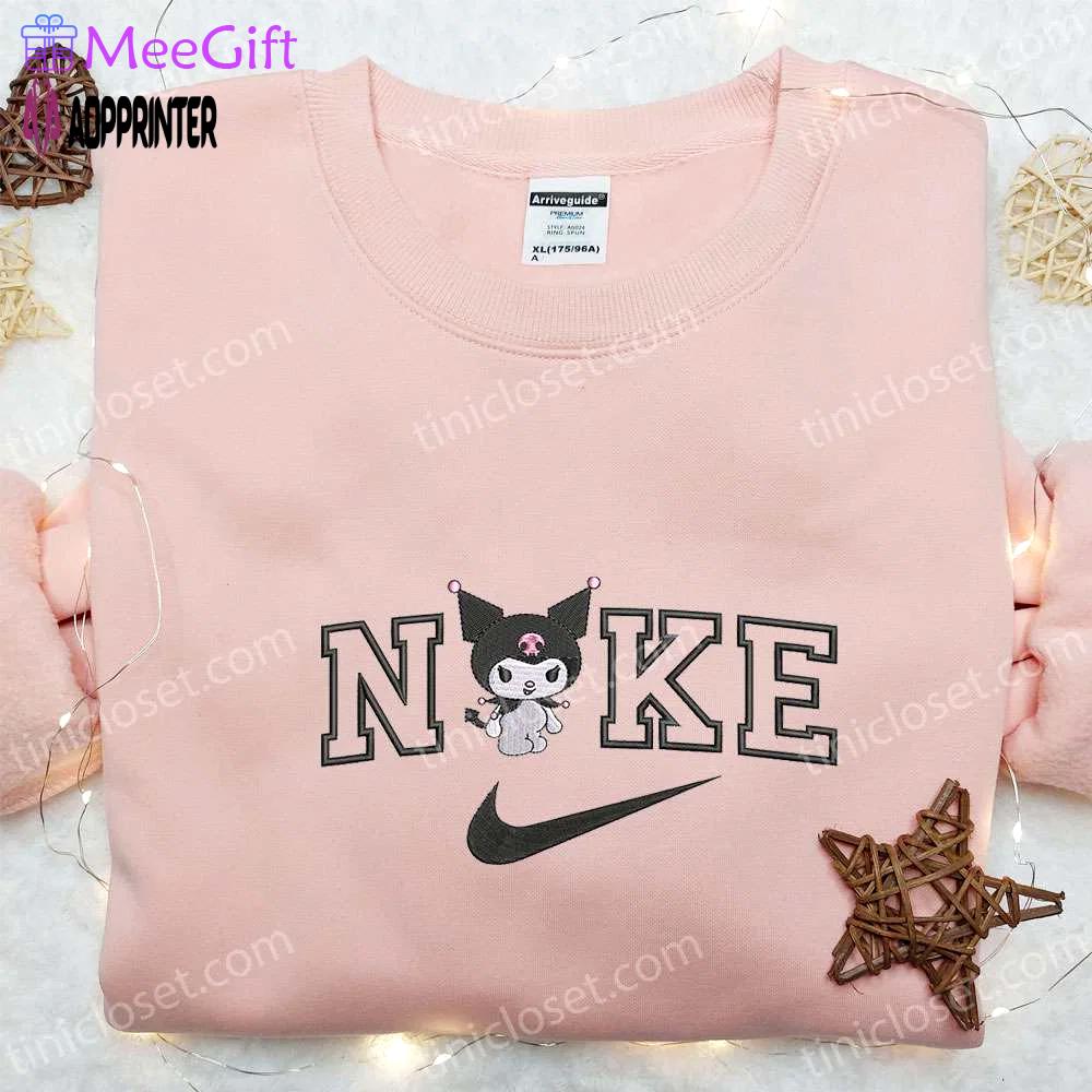 Kuromi x nike embroidered cartoon hoodie & shirt: perfect family gift Embroidered Shirt