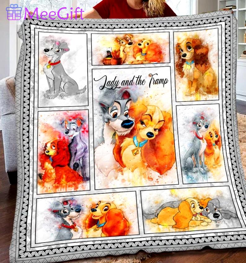 Lady and the tramp blanket, lady and the tramp fleece blanket, couch sofa blanket, lady and the tramp gift, christmas gifts Quilt Blanket