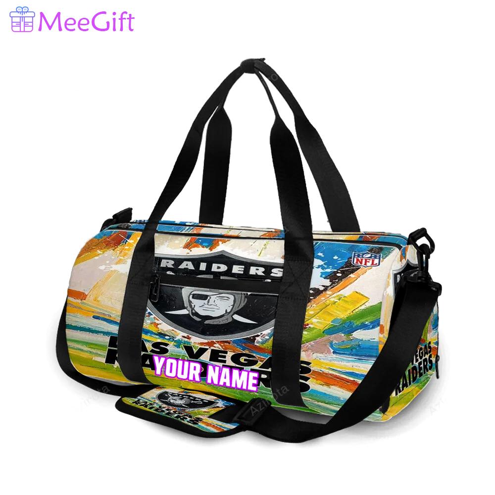 Las vegas raiders art colorful personalized name travel bag gym bag 1213 Travel Bag