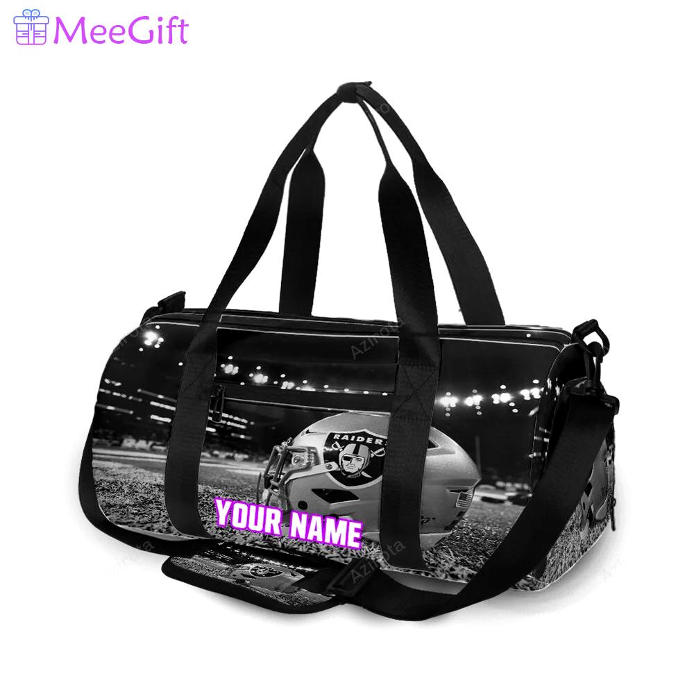 Las vegas raiders helmet in the grass personalized name travel bag gym bag 1456 Travel Bag