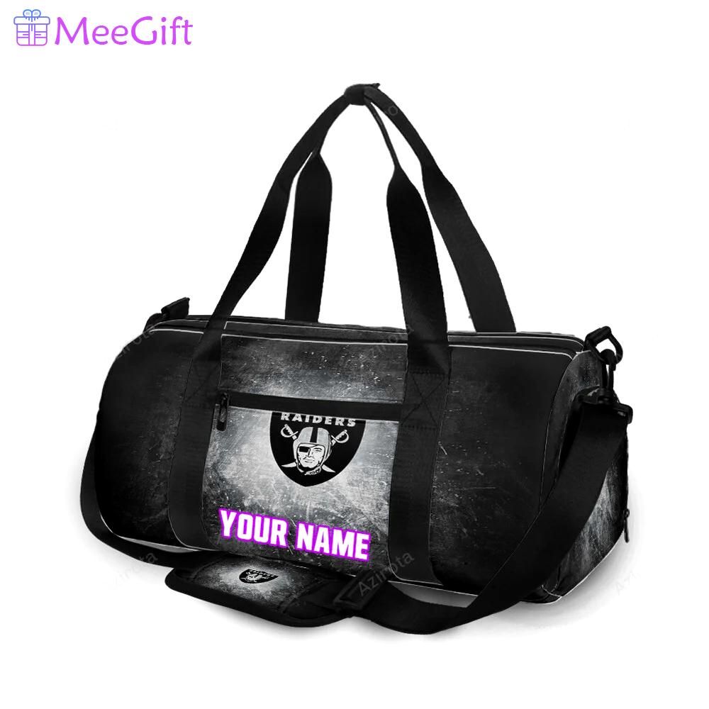 Las vegas raiders logo art texture2 personalized name travel bag gym bag 1160 Travel Bag