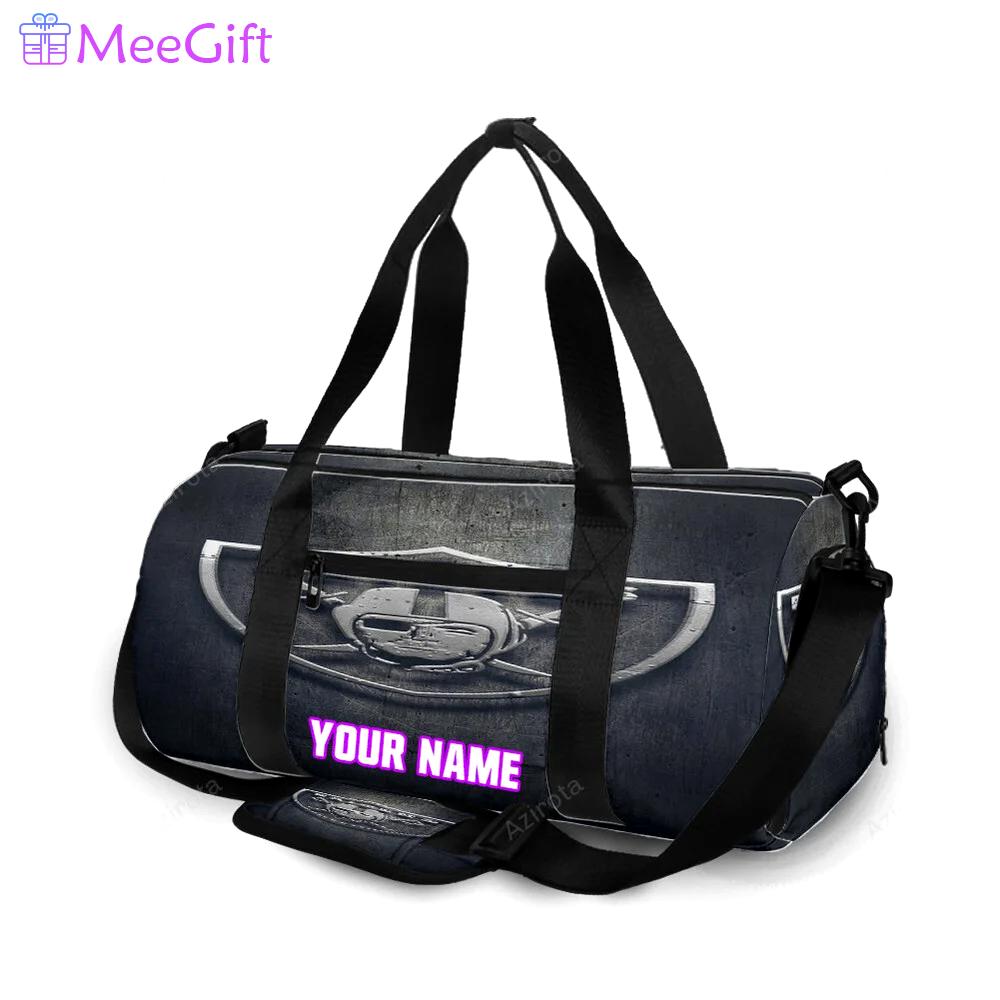 Las vegas raiders logo art texture3 personalized name travel bag gym bag 440 Travel Bag
