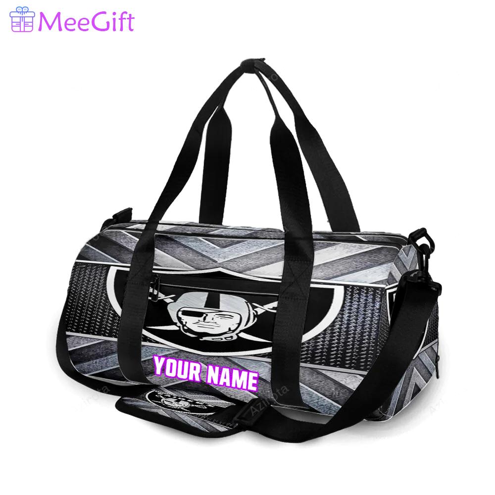 Las vegas raiders logo metal2 personalized name travel bag gym bag 71 Travel Bag
