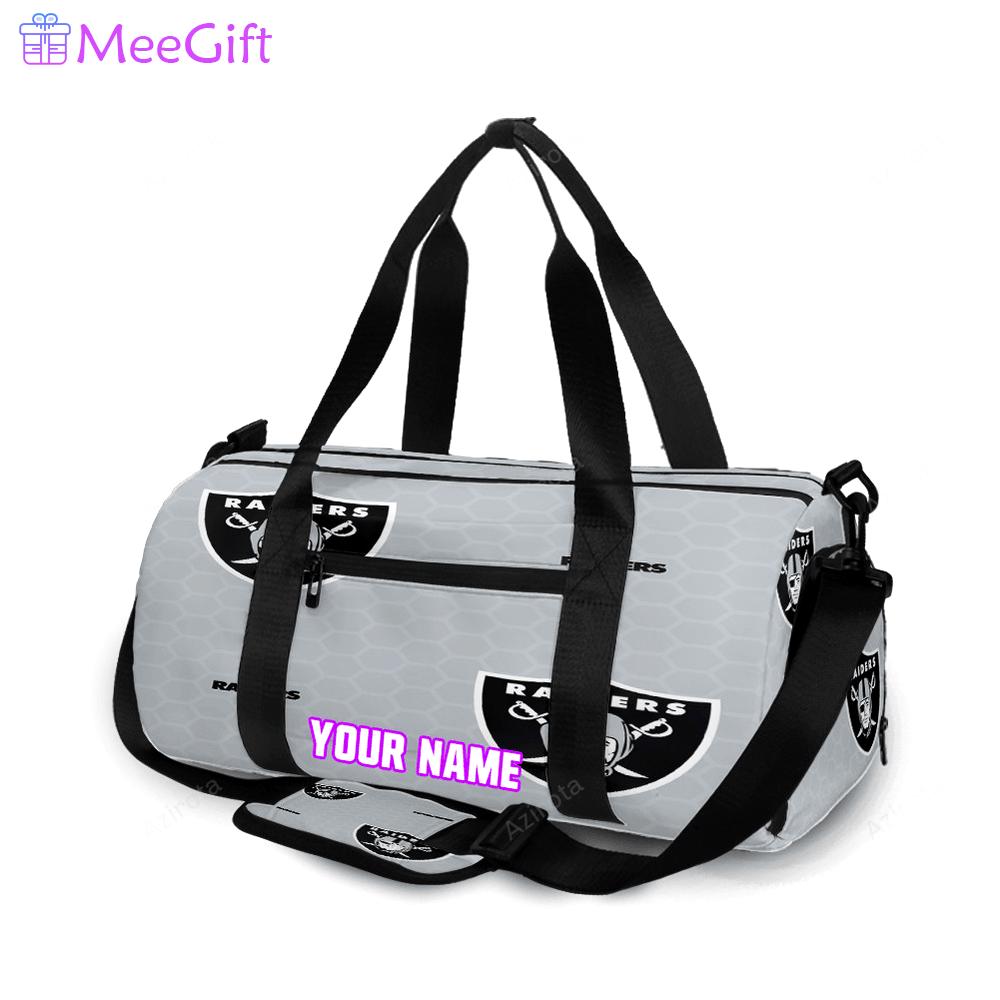 Las vegas raiders logo pattern2 personalized name travel bag gym bag 136 Travel Bag