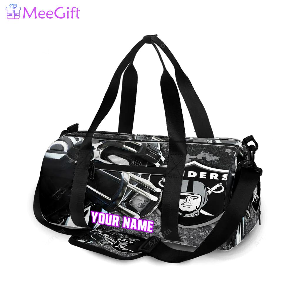 Las vegas raiders logo player art personalized name travel bag gym bag 770 Travel Bag