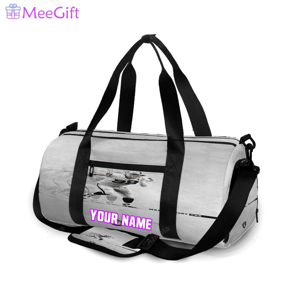 Las vegas raiders maxx crosby 98 personalized name travel bag gym bag 1655 Travel Bag