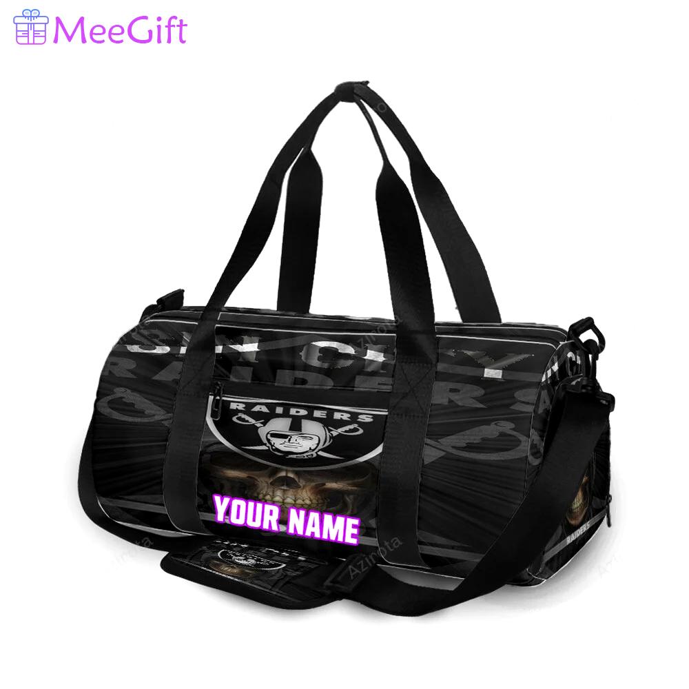 Las vegas raiders sin city skull personalized name travel bag gym bag 1163 Travel Bag