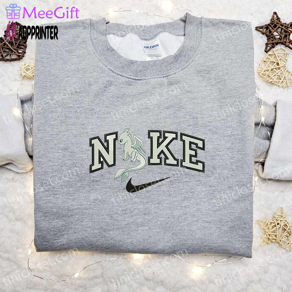 Light fury x nike cartoon embroidered tshirt – disney characters & nike inspired shirt Embroidered Shirt