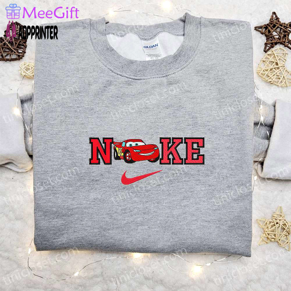 Lightning mcqueen x nike cartoon embroidered sweatshirt – disney car shirt Embroidered Shirt