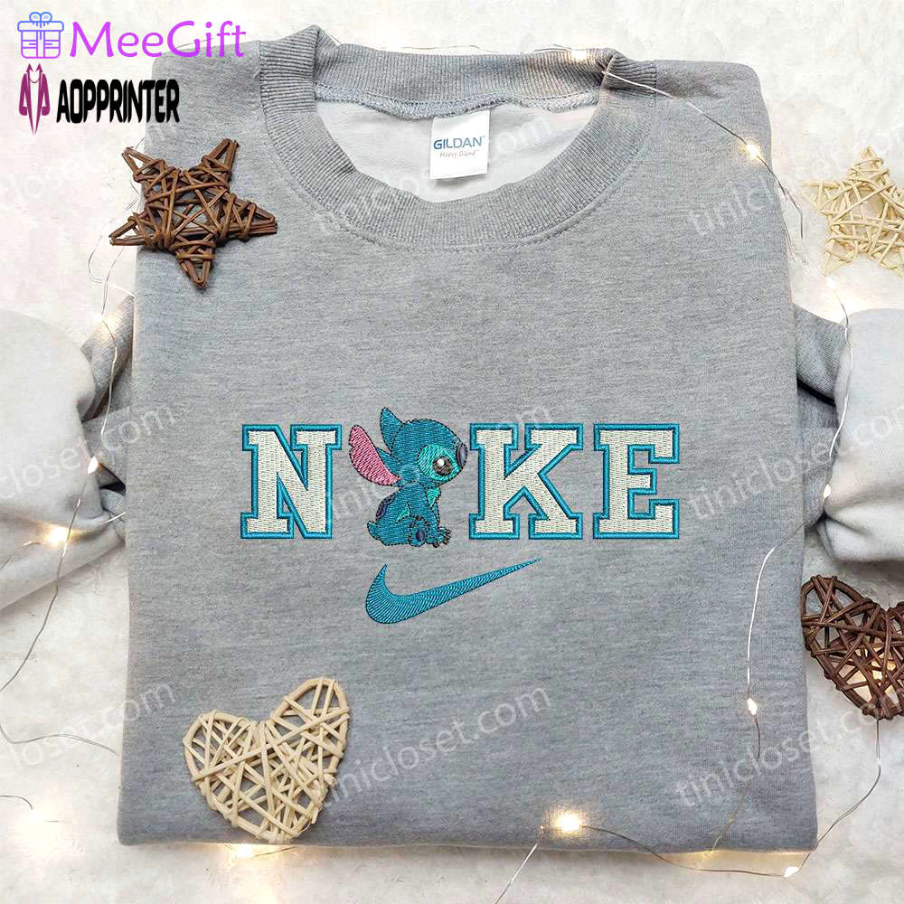 Lilo & stitch x nike embroidered sweatshirt: cartoon inspired shirt Embroidered Shirt