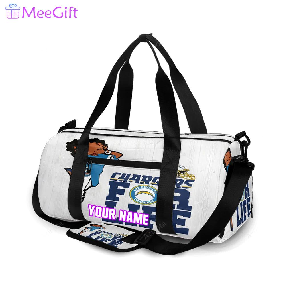 Los angeles chargers betty boop v44 personalized name travel bag gym bag 1836 Travel Bag