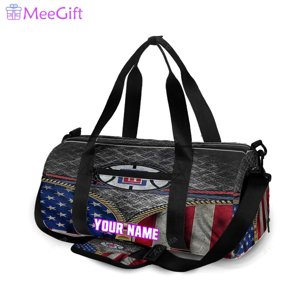 Los angeles clippers metal flag personalized name travel bag gym bag 387 Travel Bag