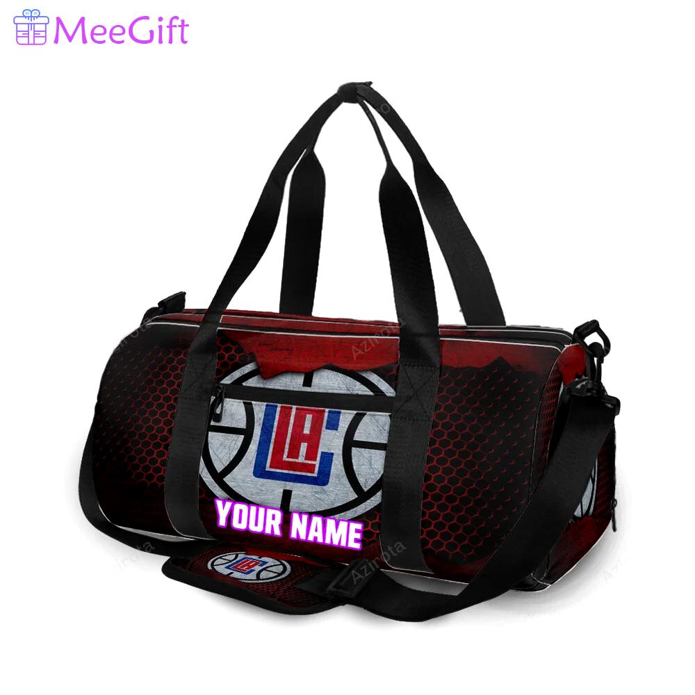 Los angeles clippers metal texture personalized name travel bag gym bag 1053 Travel Bag