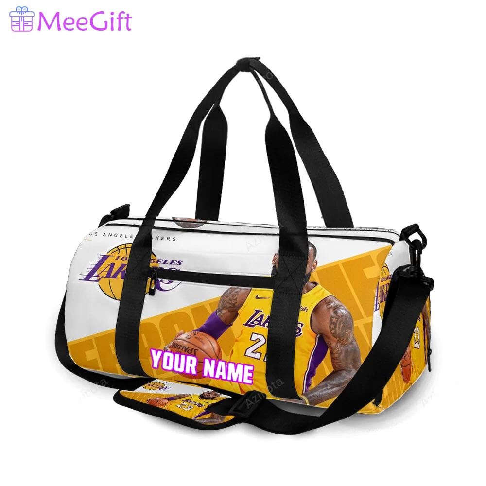 Los angeles lakers 23 lebron james v46 personalized name travel bag gym bag 1798 Travel Bag