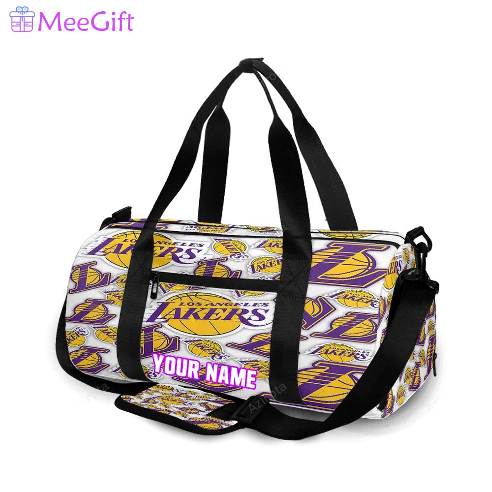 Los angeles lakers emblem v4 personalized name travel bag gym bag 950 Travel Bag