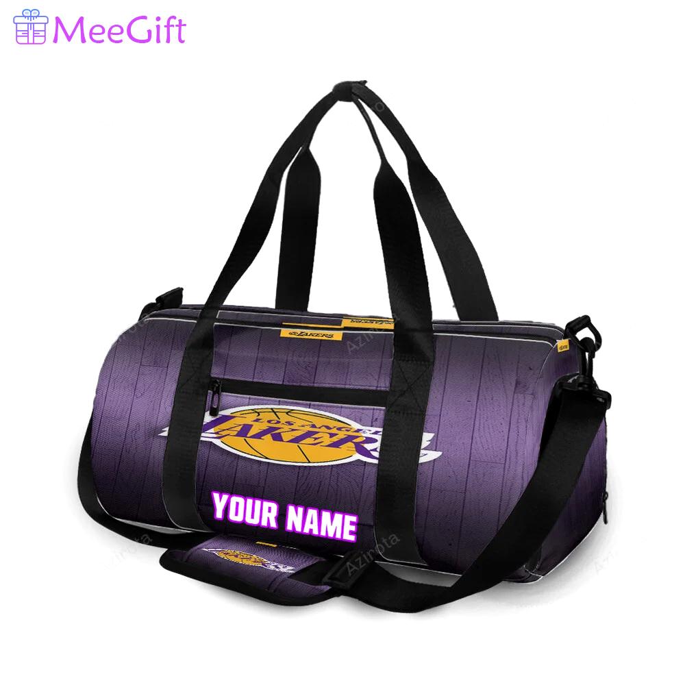 Los angeles lakers wooden v3 personalized name travel bag gym bag 1283 Travel Bag