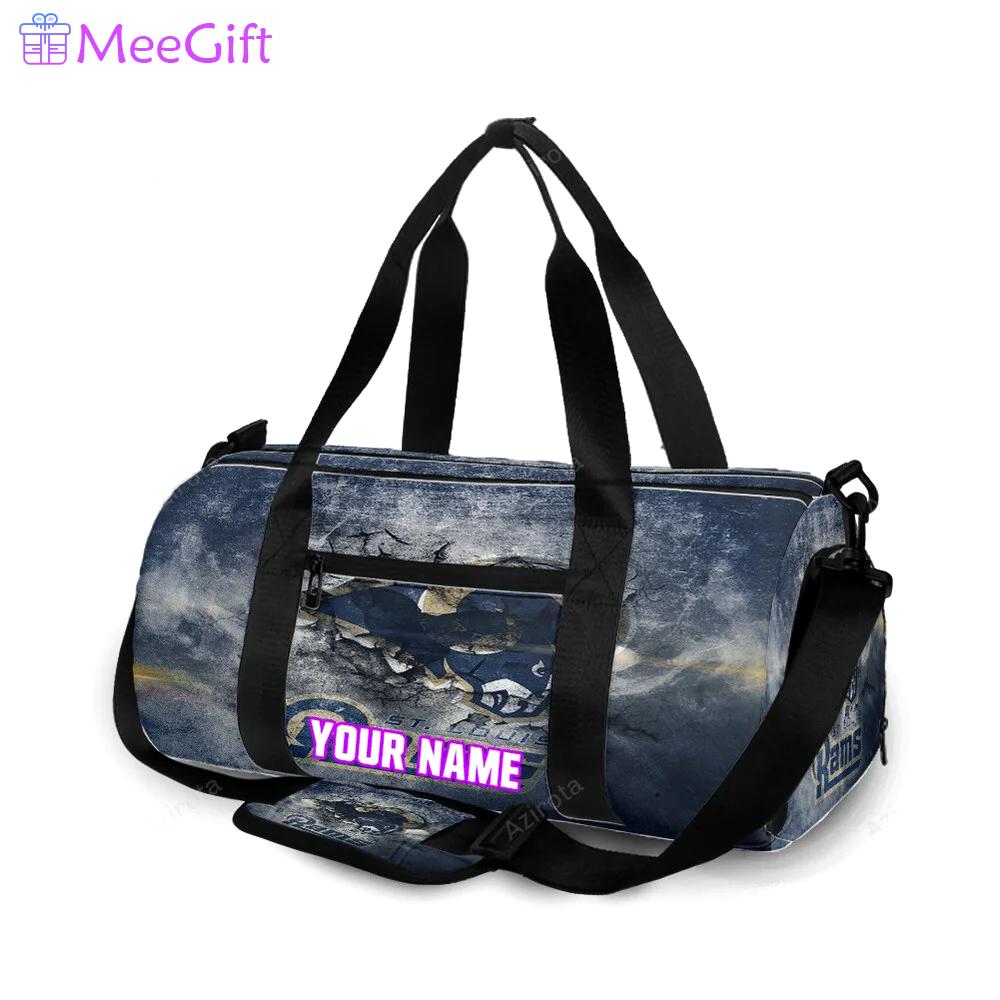 Los angeles rams crack navy wall personalized name travel bag gym bag 676 Travel Bag