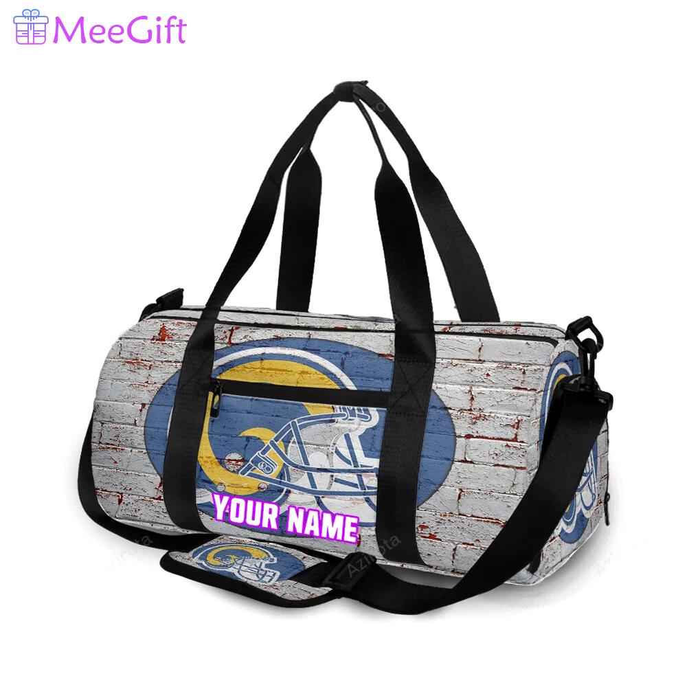 Los angeles rams helmet brick wall personalized name travel bag gym bag 392 Travel Bag
