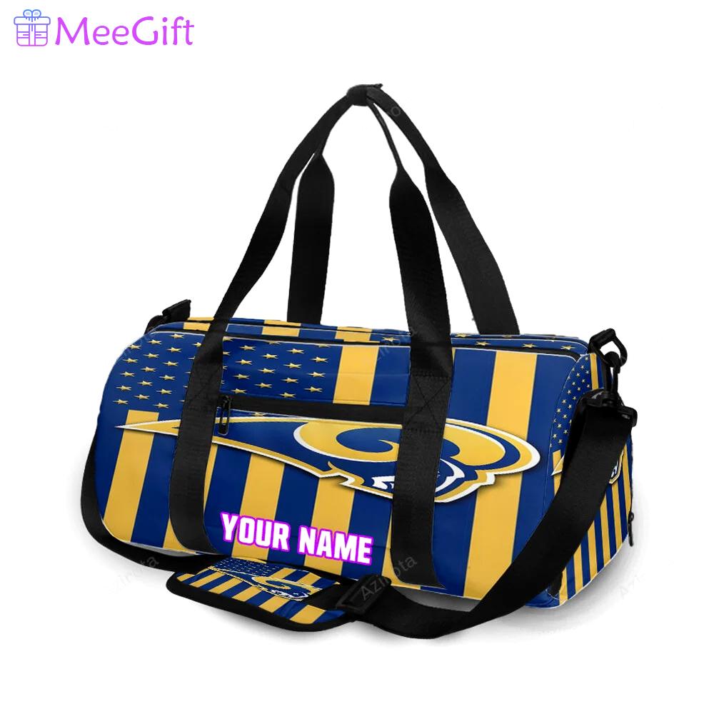 Los angeles rams yellow blue flag personalized name travel bag gym bag 1953 Travel Bag