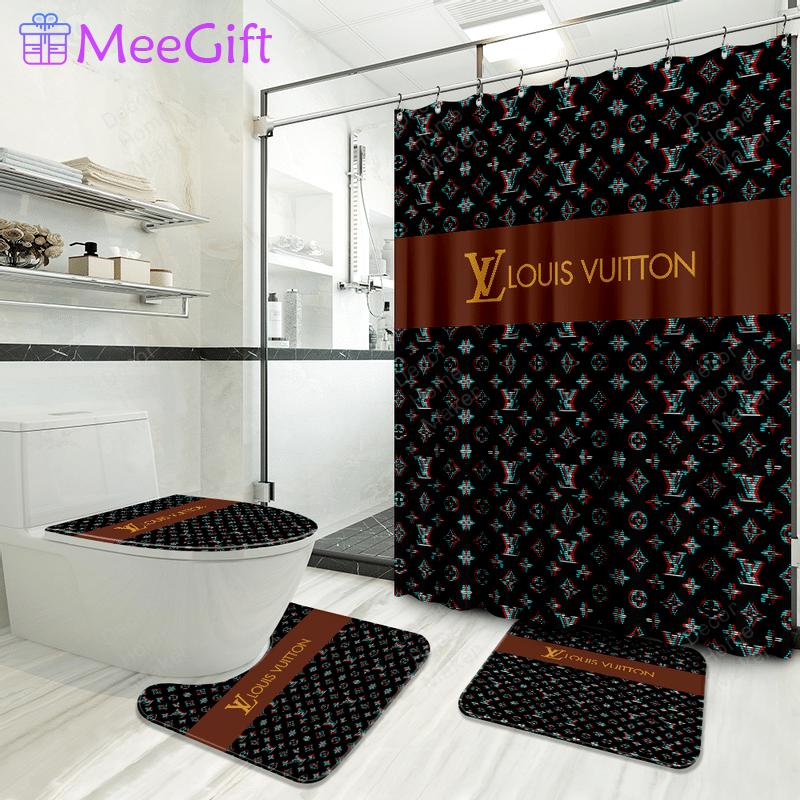 Louis vuitton bathroom set luxury shower curtain waterproof luxury brand hot 2023 57 Bathroom Accessory Sets
