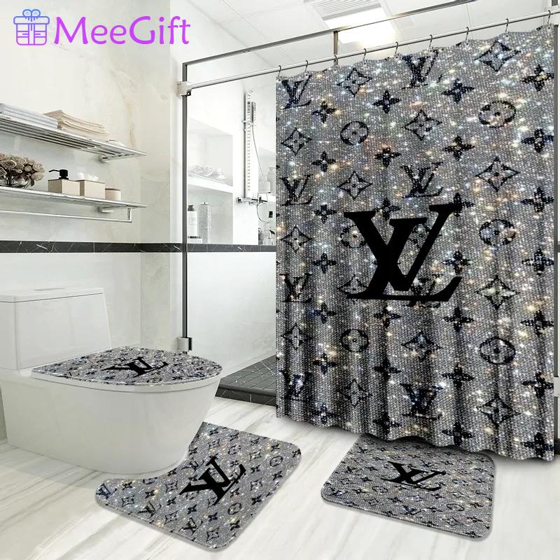 Louis vuitton bathroom set luxury shower curtain waterproof luxury brand with logo louis vuitton 54 315 Bathroom Set