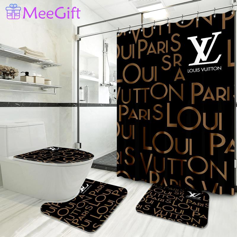 Louis vuitton brown fashion logo luxury brand bathroom set home decor Bathroom Set