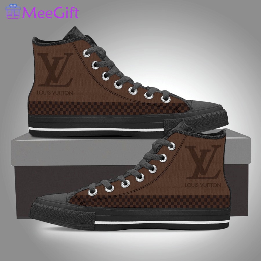 Louis vuitton brown high top canvas shoes sneakers hot best lv for men women hot 2023 22 High Top Canvas Shoes